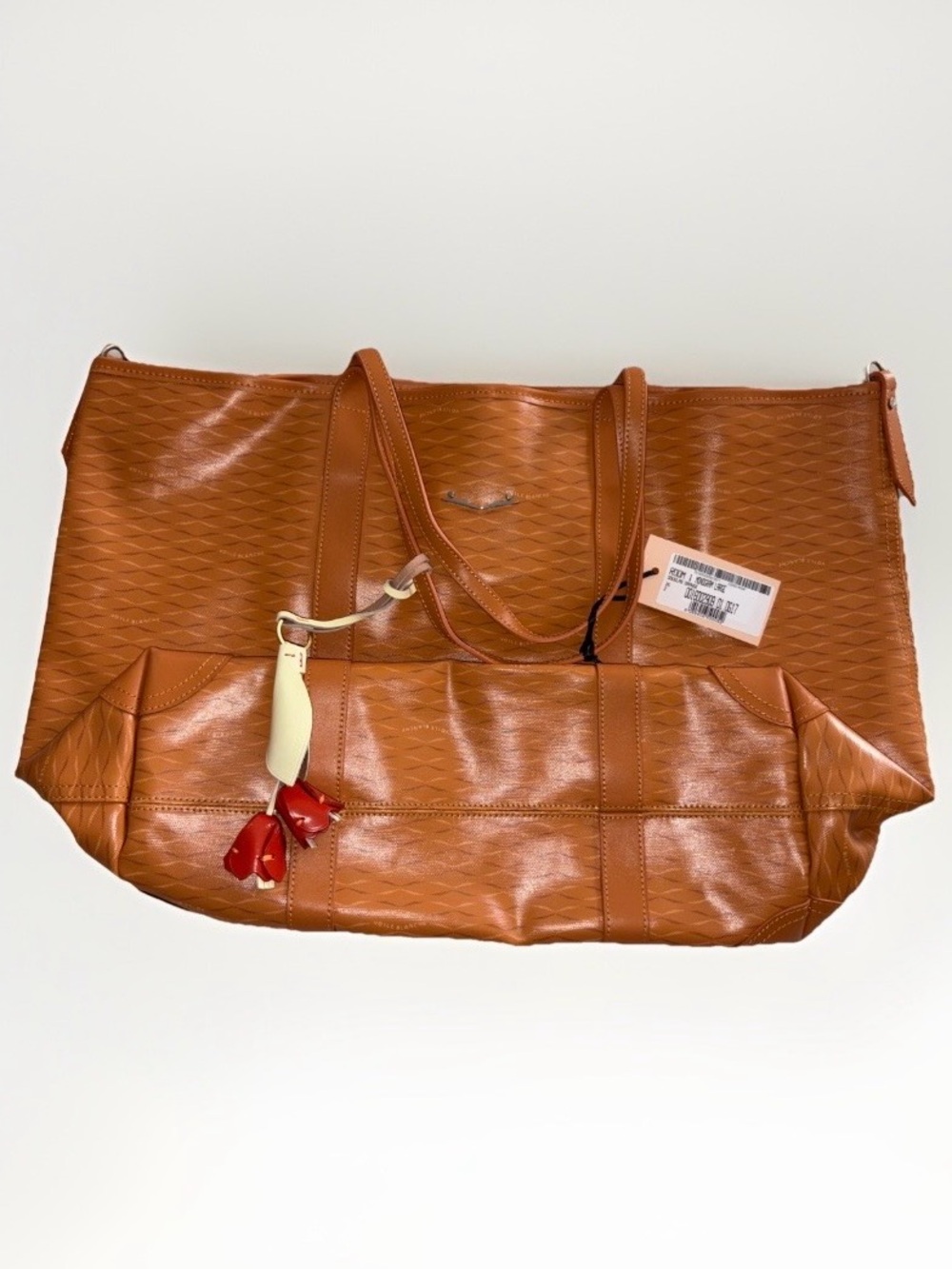 NWT VOILE BLANCHE ROOM 1 LARGE TOTE BAG Monogram in Douglas Orange